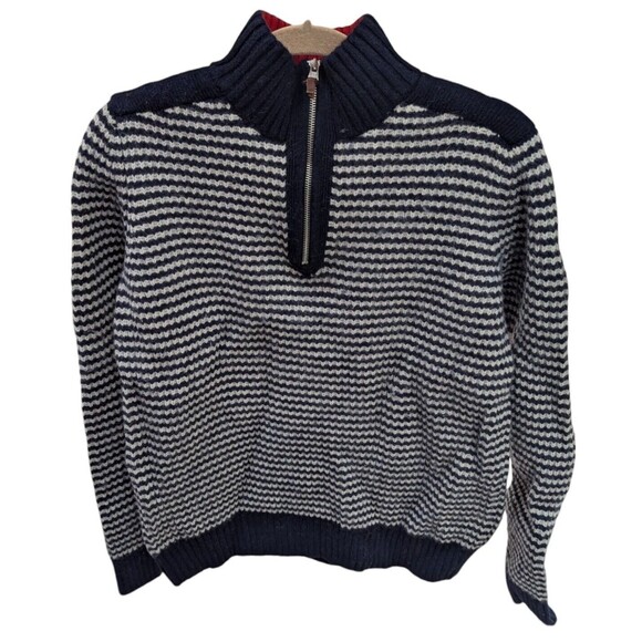 Tommy Hilfiger Men's Blue & White Stripe 1/4 Zip Wool Blend Heavy Sweater Size M - Picture 1 of 8